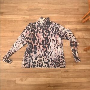AFRM Animal Print Mesh Long Sleeve Top - Pink and Black